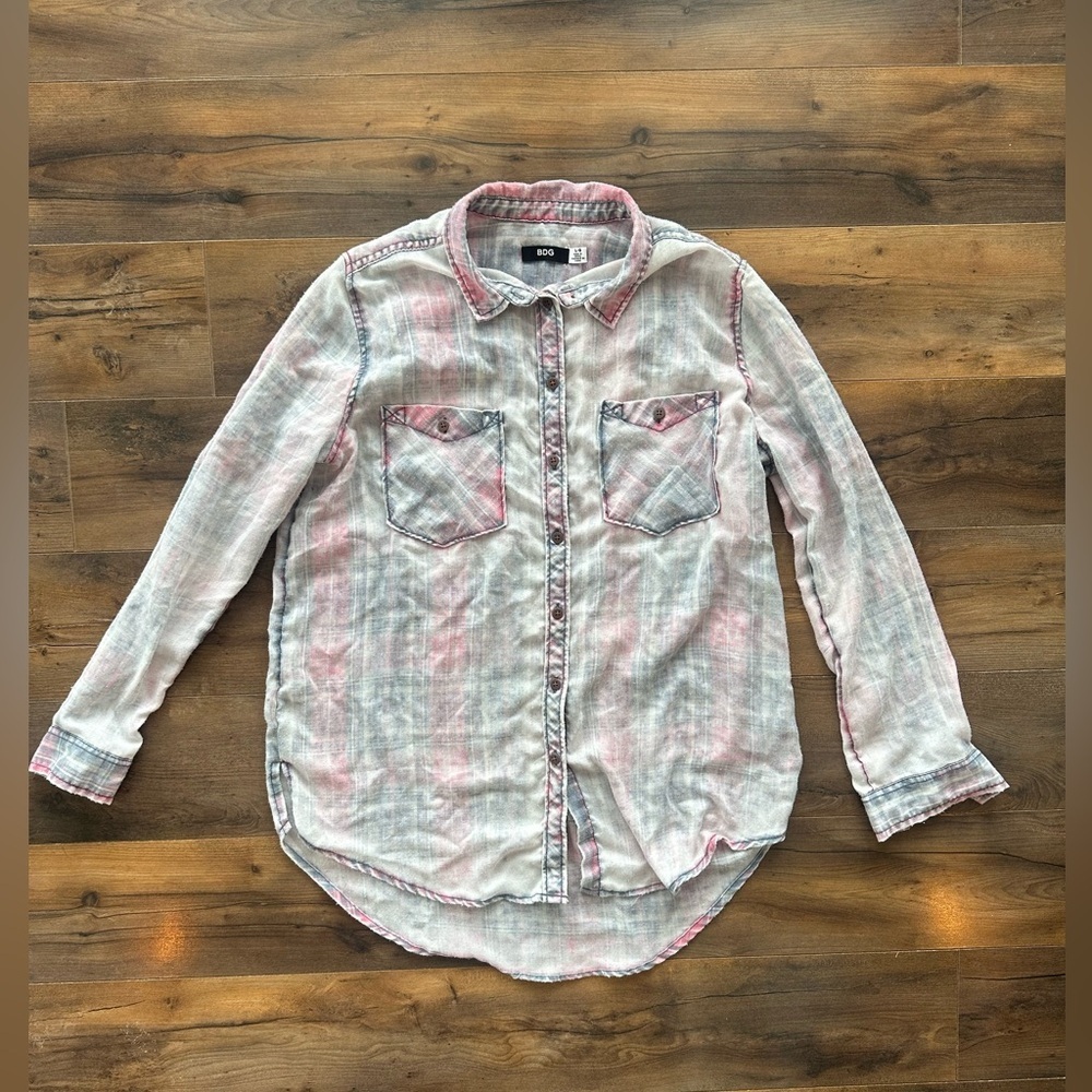 BDG Urban Outfitters Plaid Button Down Shirt L Vintage Grunge Indie Flannel
